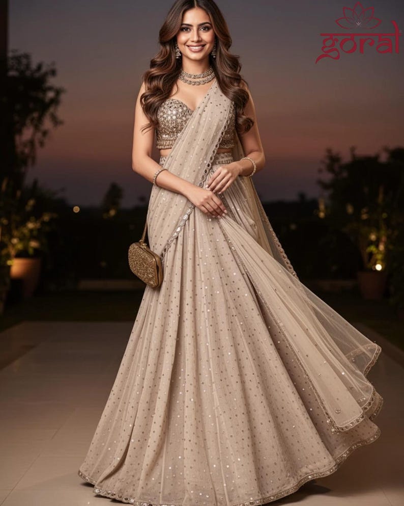 Designer Faux Georgette Lehenga Saree with Choli | Ready to Wear Ethnic Party Outfit