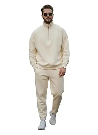 Mack Jonney Solid Half Zipper Track Suit for men | Co-ord Set | Warm Fleece Tracksuit Set | Full Sleeve Sweatshirt